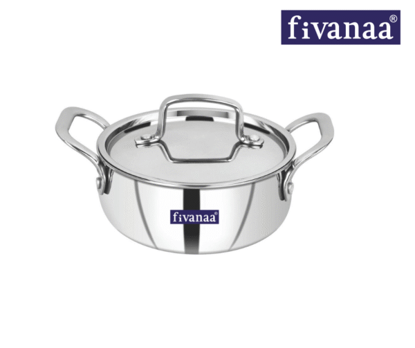 Fivanaa Food Grade Stainless Steel Triply Casserole with Lid|