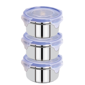 fivanaa Lunch Box Tiffin with  Stainless Steel Containers  3pcs & 1 spoon|Stainless Steel Airtight & Leak-Proof Lock N Lock Lunch/Tiffin Box for Office School I Lunch Container
