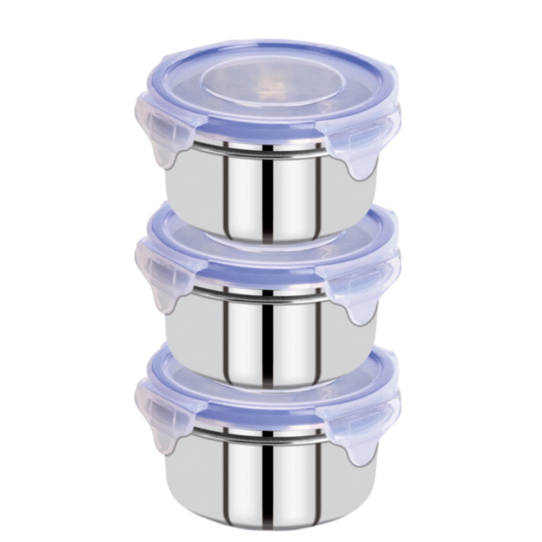 fivanaa Lunch Box Tiffin with  Stainless Steel Containers  3pcs & 1 spoon|Stainless Steel Airtight & Leak-Proof Lock N Lock Lunch/Tiffin Box for Office School I Lunch Container