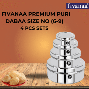 FIVANAA Stainless Steel Flat Canisters/Puri Dabba/(PREMIUM (6-9) 4PCS SET)