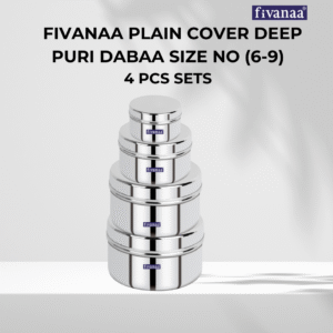 FIVANAA Stainless Steel Flat Canisters/Puri Dabba/(PLAN COVE DEEP (6-9) 4PCS SET)