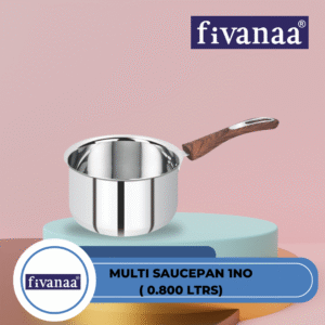 Fivanaa Stainless Steel Multi Saucepan Induction and Gas Base | Bakelite Handle with Wooden Touch