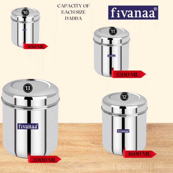 fivanaa Stainless Steel Vertical Utility Canisters/Kitchen Storage Containers Set | Food Grade | /Storage Containers Set Of 4 PCS - Image 3