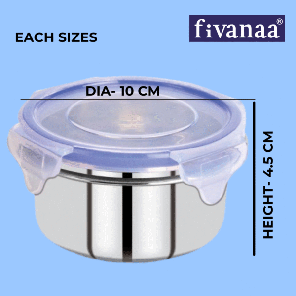 fivanaa Lunch Box Tiffin with  Stainless Steel Containers  3pcs & 1 spoon|Stainless Steel Airtight & Leak-Proof Lock N Lock Lunch/Tiffin Box for Office School I Lunch Container - Image 6