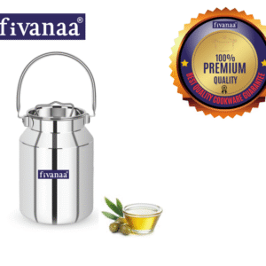 Fivanaa Stainless Steel  Multi Can - Milk Can/Oil Can/Milk Barni/Oil Pot with Lid, Silver