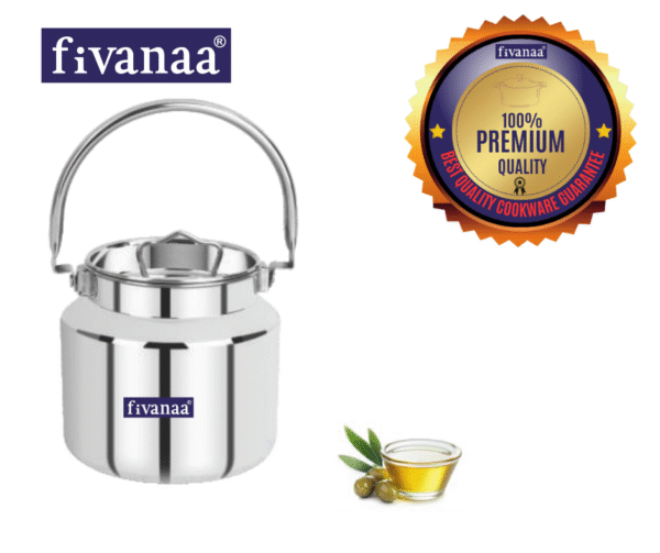 Fivanaa Stainless Steel   Smart Multi Can - Milk Can/Oil Can/Milk Barni/Oil Pot with Lid, Silver (Copy)