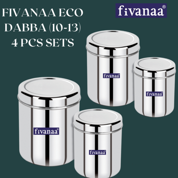 Fivanaa Stainless Steel Vertical Utility Canisters/Kitchen Storage Containers Set | Food Grade | /Storage Containers Set Of 4 Pcs/