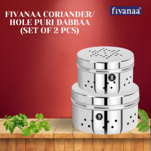 fivanaa Stainless Steel Hole Puri Dabbas/Sprout Maker/Flat Canisters/DANIYA DABAA With Air Ventilation SET OF 2 PCS-14 Cm Dia (2 PCS SET)