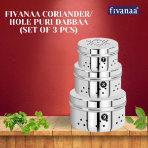 fivanaa Stainless Steel Hole Puri Dabbas/Sprout Maker/Flat Canisters/DANIYA DABAA With Air Ventilation 14 Cm Dia (3 PCS SET)