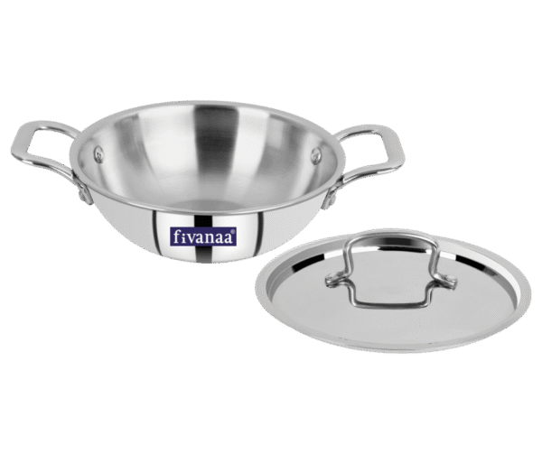Fivanaa Triplex Triply Kadai with lid /Induction Friendly/100%